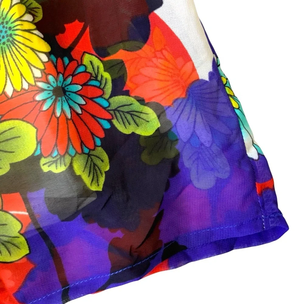 Vintage FOREVER 21 Floral Strapless Mini Dress Y2K Empire Waist Multicolor Small